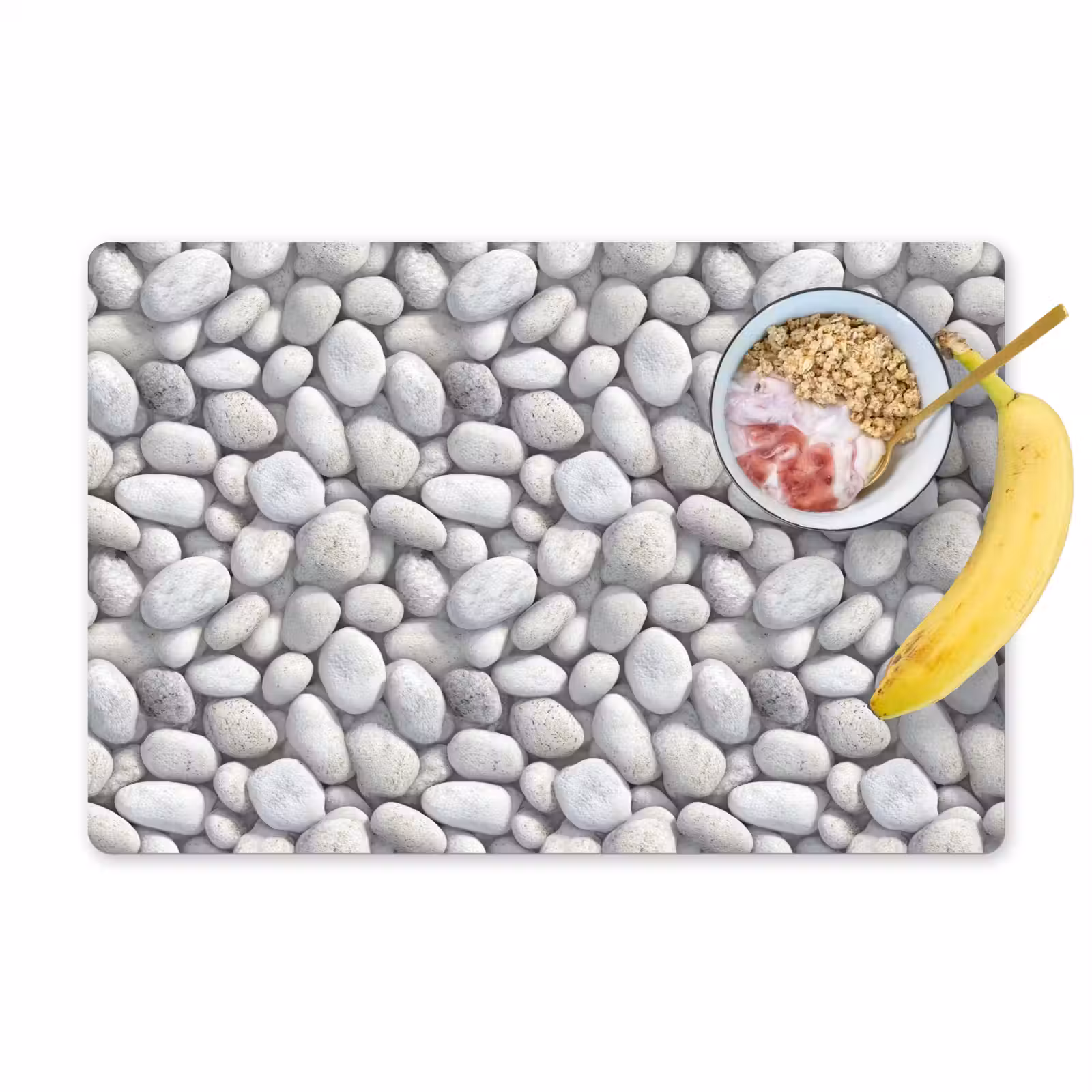 Placemat - 6 stuks - Steentjes - Grijs - Ovaal — 1