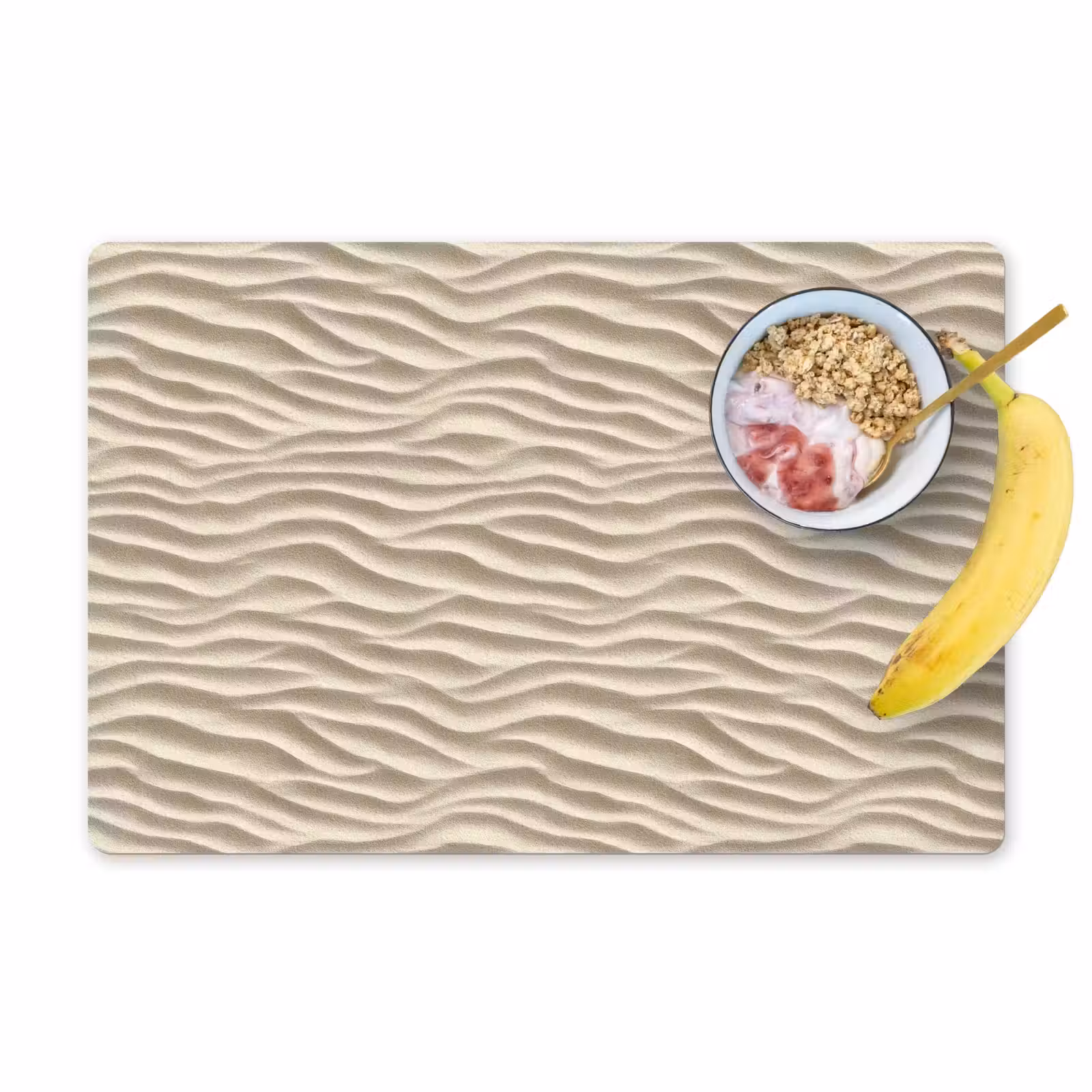 Placemat - 6 stuks - Zand - Golven - Beige — 1
