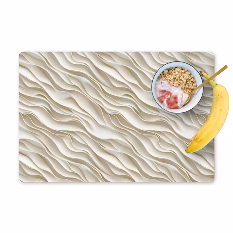 Placemat - 6 stuks - Golven - Wit - Minimalistisch — 1