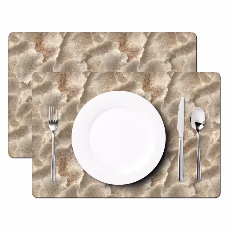 Placemat - 6 stuks - Waaierstructuren - Beige - Vezeltextuur — 2