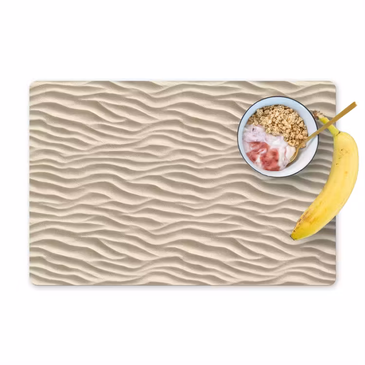 Placemat - 6 stuks - Zand - Golven - Beige — 1