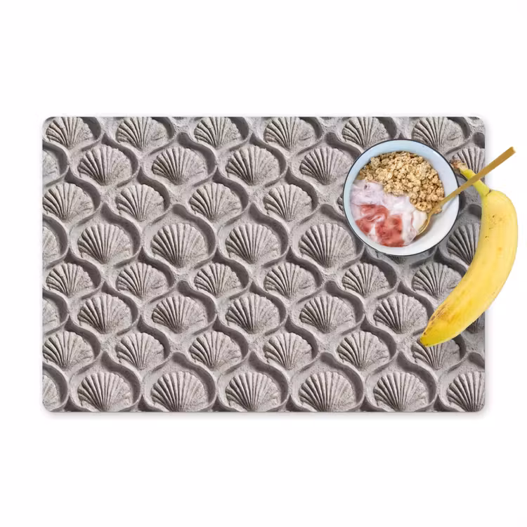 Placemat - 6 stuks - Zand - Schelpenvorm - Grijs — 1