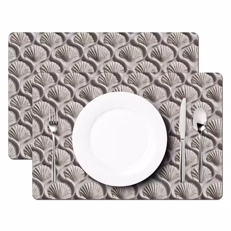 Placemat - 6 stuks - Zand - Schelpenvorm - Grijs — 2