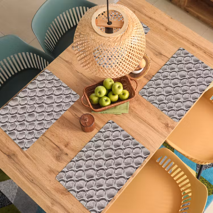 Placemat - 6 stuks - Zand - Schelpenvorm - Grijs — 6