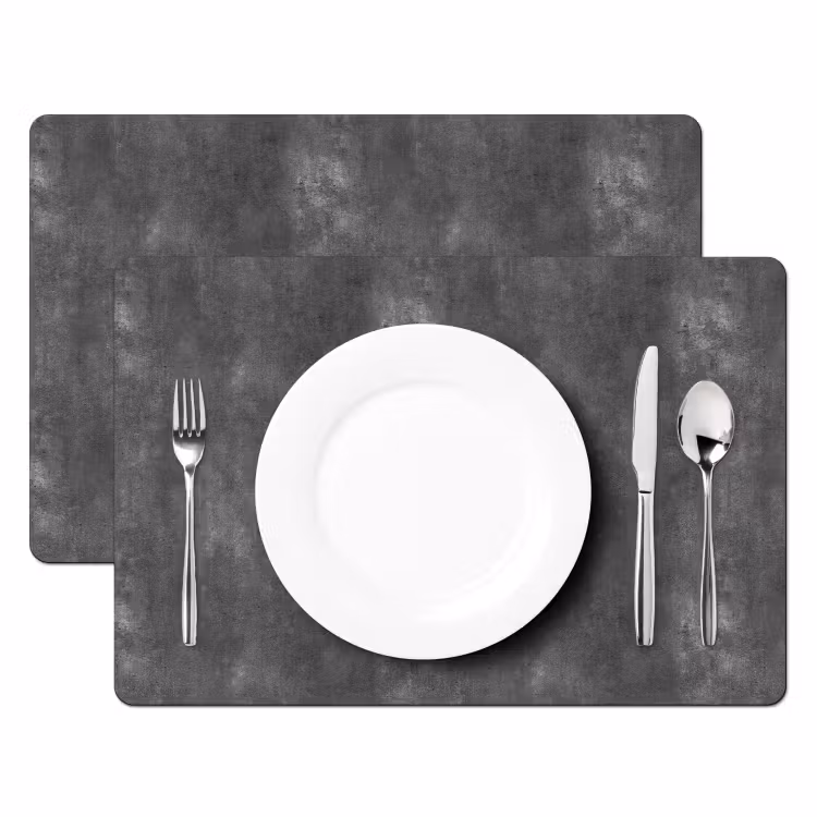 Placemat - 6 stuks - Donkergrijs - Ruw - Beton — 2