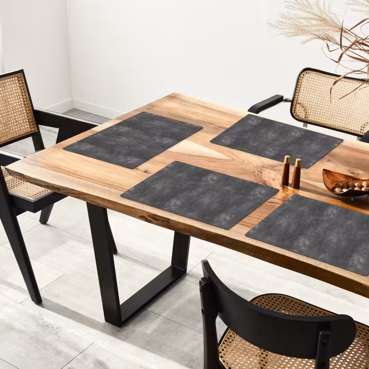 Placemat - 6 stuks - Donkergrijs - Ruw - Beton — 5