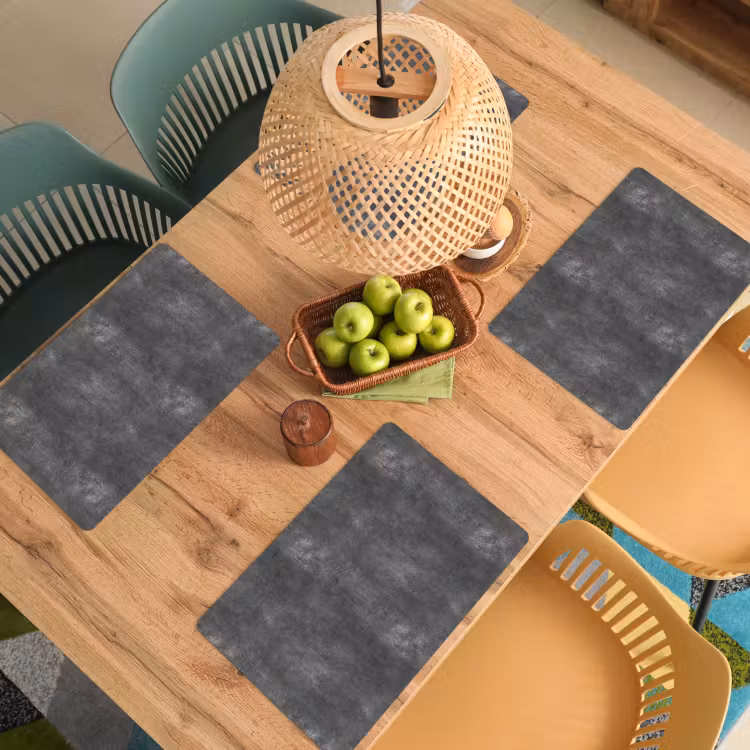 Placemat - 6 stuks - Donkergrijs - Ruw - Beton — 6