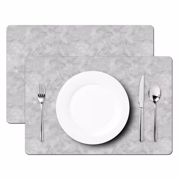 Placemat - 6 stuks - Grijs - Marmer - Mat — 2