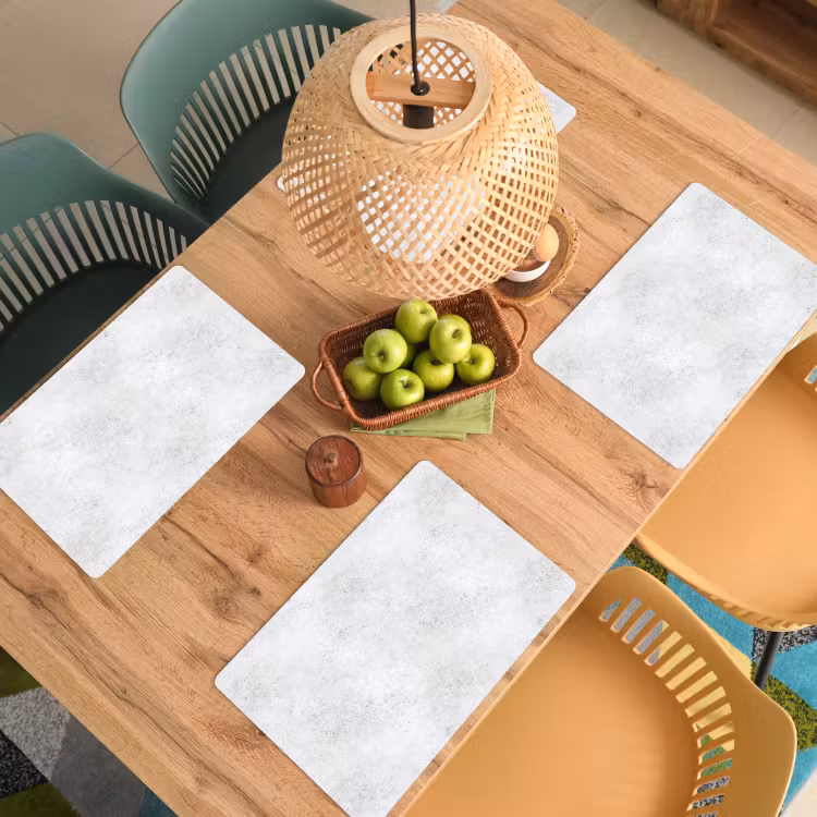 Placemat - 6 stuks - Lichtgrijs - Betonstructuur - Subtiel — 6