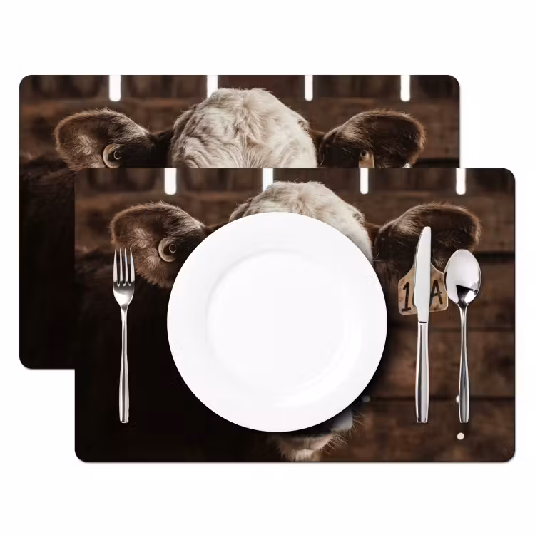 Placemat - 6 stuks - Kalf - Oormerk - Houten stal — 2