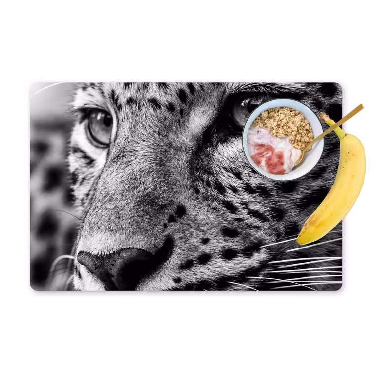 Placemat - 6 stuks - Luipaard - Zwart - Wit - Oog — 1