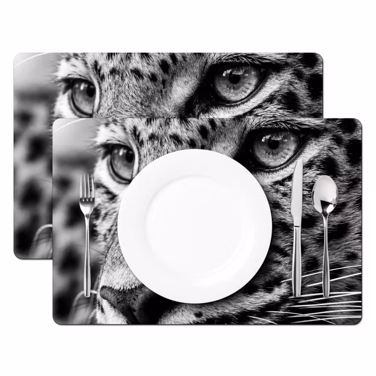 Placemat - 6 stuks - Luipaard - Zwart - Wit - Oog — 2