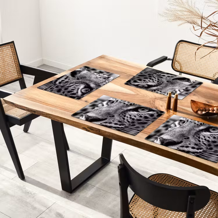 Placemat - 6 stuks - Luipaard - Zwart - Wit - Oog — 5