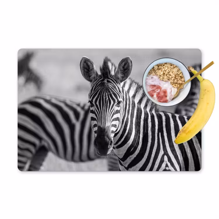 Placemat - 6 stuks - Zebra's - Zwart - Wit — 1