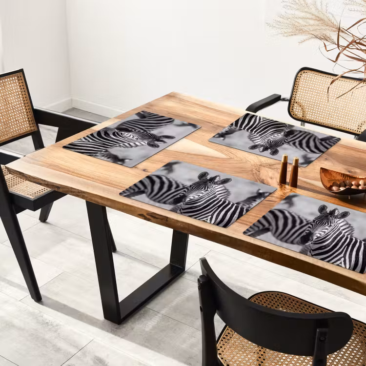 Placemat - 6 stuks - Zebra's - Zwart - Wit — 5