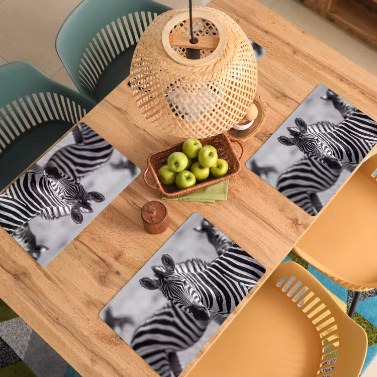 Placemat - 6 stuks - Zebra's - Zwart - Wit — 6