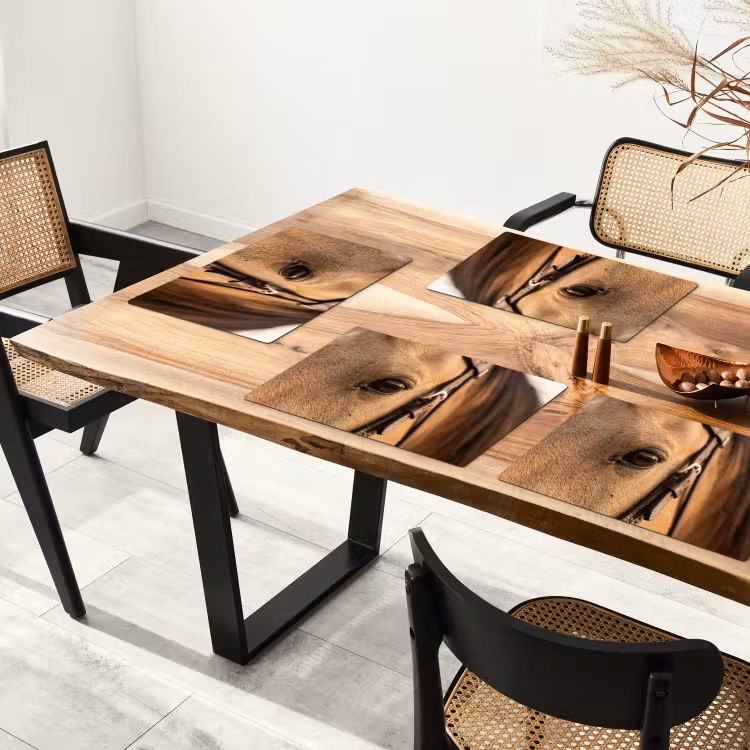 Placemat - 6 stuks - Paard - Oog - Bruin — 5