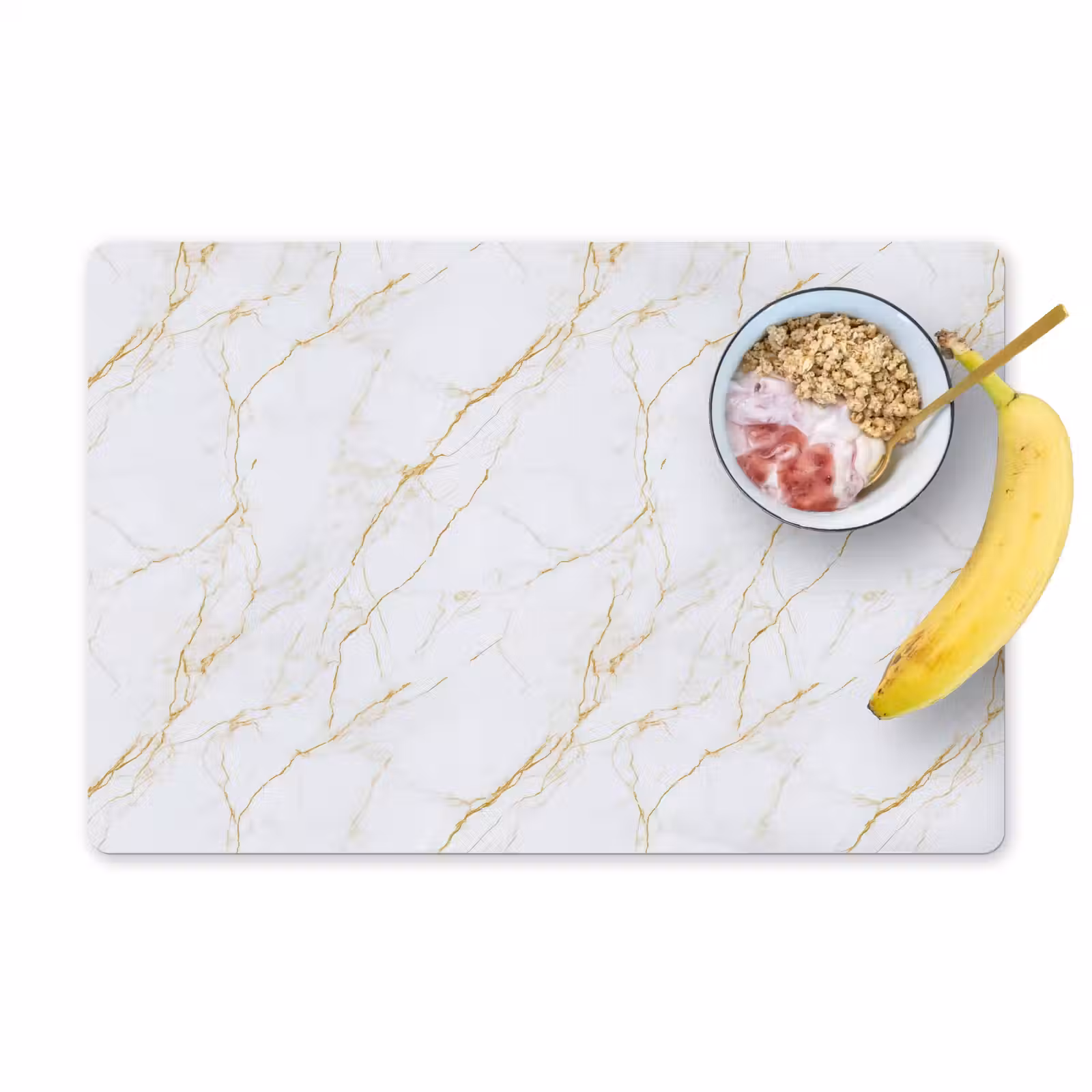 Placemat - 6 stuks - Wit - Marmer - Goud - Luxueus — 1