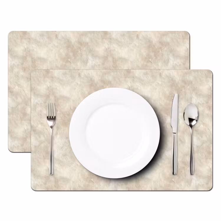 Placemat - 6 stuks - Beige - Reliëfstructuur - Natuursteen — 2