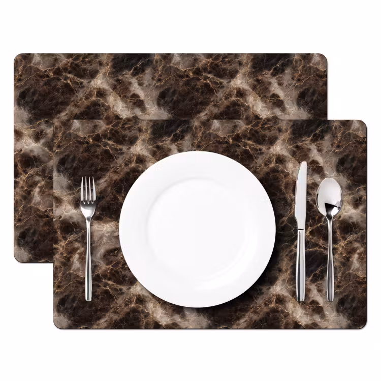Placemat - 6 stuks - Bruin - Goud - Marmer — 2