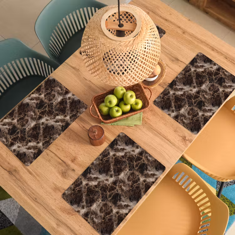 Placemat - 6 stuks - Bruin - Goud - Marmer — 6