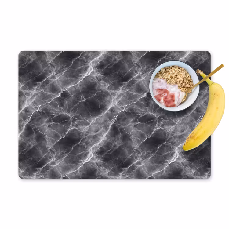 Placemat - 6 stuks - Donkergrijs - Bliksem - Marmer — 1