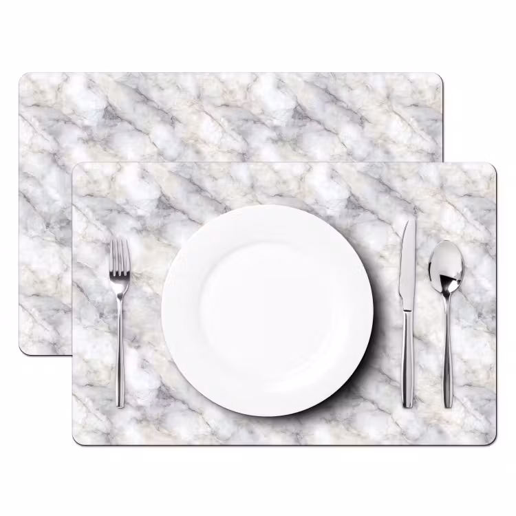 Placemat - 6 stuks - Grijs - Marmer - Gedetailleerd — 2