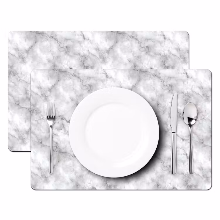 Placemat - 6 stuks - Grijs - Marmer - Klassiek - Aders — 2