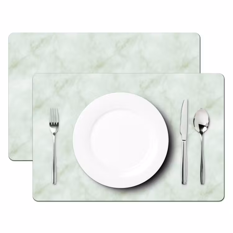 Placemat - 6 stuks - Groen - Marmer - Vloeiende aders — 2