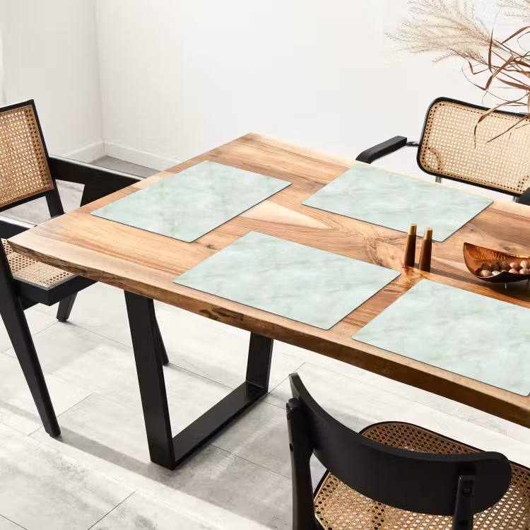 Placemat - 6 stuks - Groen - Marmer - Vloeiende aders — 5