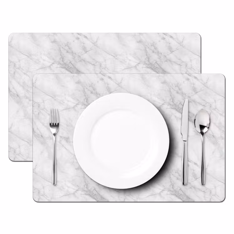 Placemat - 6 stuks - Klassiek - Marmer - Grijs — 2