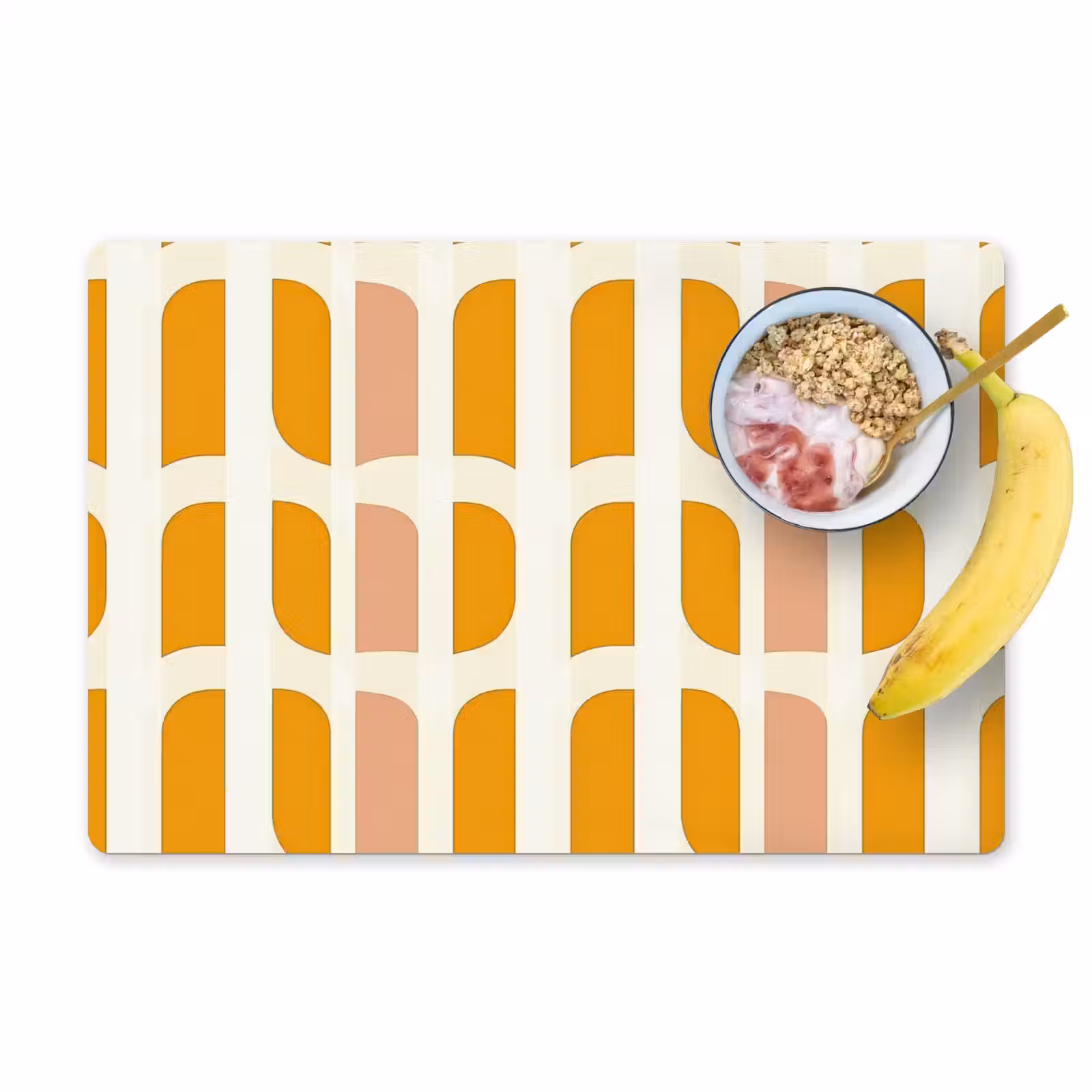 Placemat - 6 stuks - Geometrisch - Patroon - Geel - Roze — 1