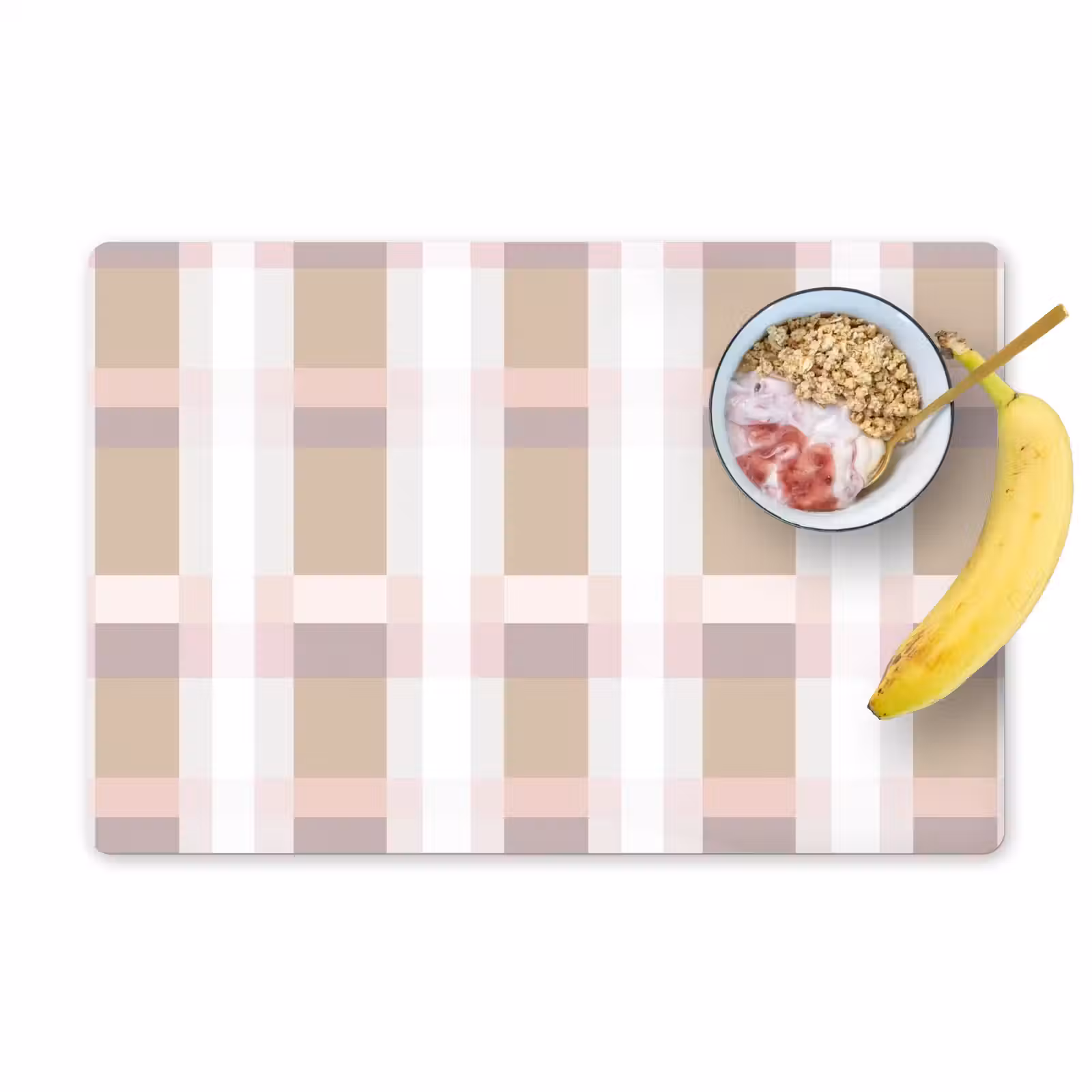 Placemat - 6 stuks - Ruitpatroon - Aardetinten - Minimalistisch — 1