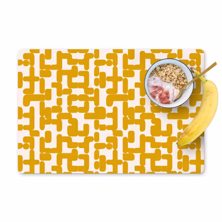 Placemat - 6 stuks - Geel - Beige - Patroon — 1