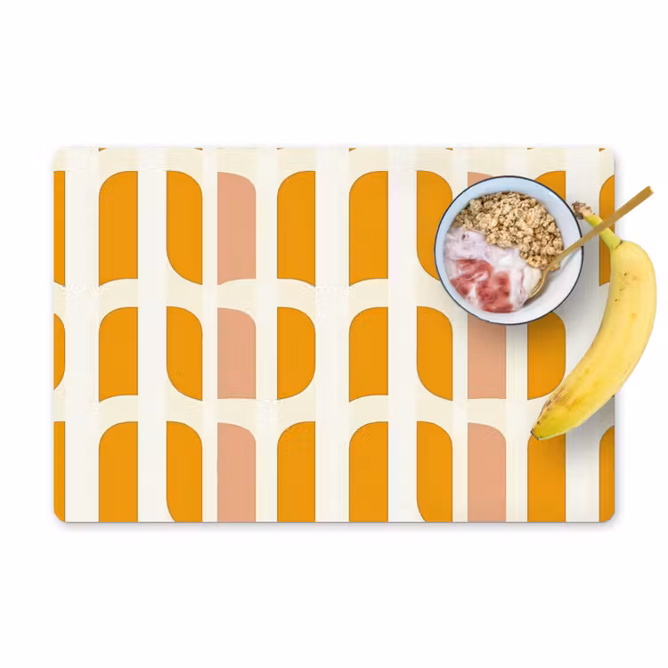 Placemat - 6 stuks - Geometrisch - Patroon - Geel - Roze — 1