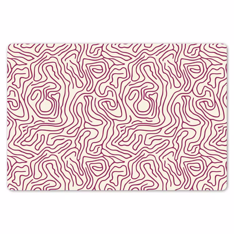Placemat - 6 stuks - Kronkelende lijn - Magenta - Crème — 7