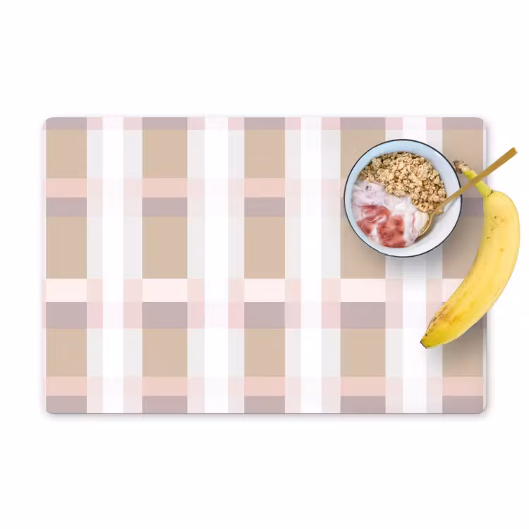 Placemat - 6 stuks - Ruitpatroon - Aardetinten - Minimalistisch — 1