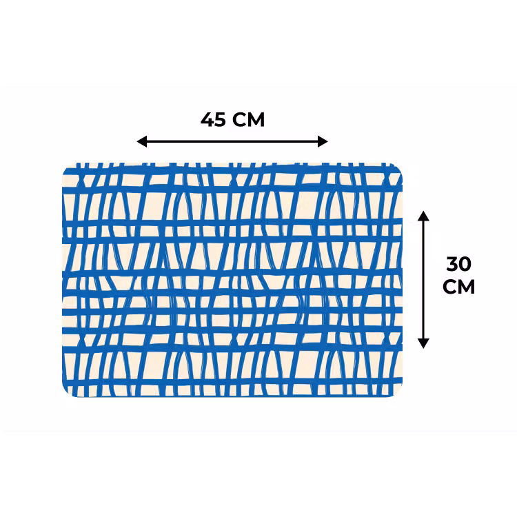 Placemat - 6 stuks - Ruitpatroon - Blauw - Crème — 3