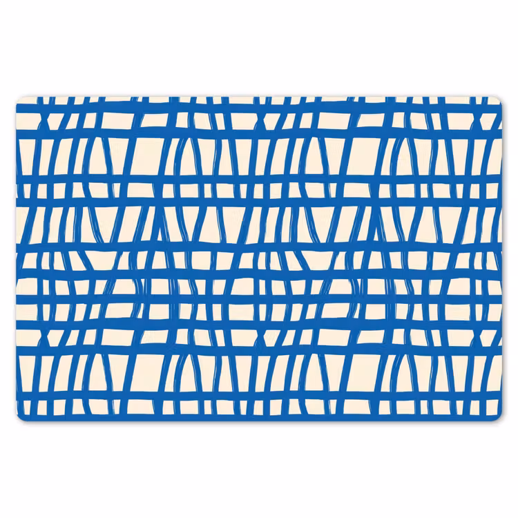 Placemat - 6 stuks - Ruitpatroon - Blauw - Crème — 7