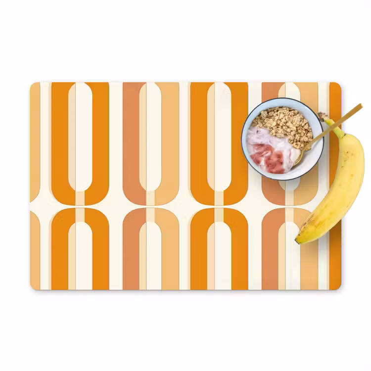Placemat - 6 stuks - U-vorm - Retro - Oranje — 1