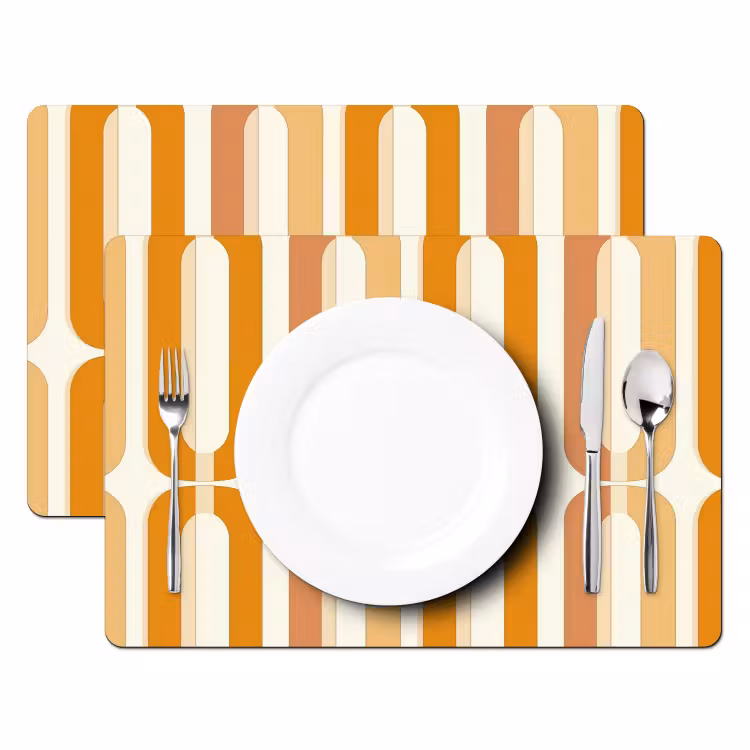 Placemat - 6 stuks - U-vorm - Retro - Oranje — 2