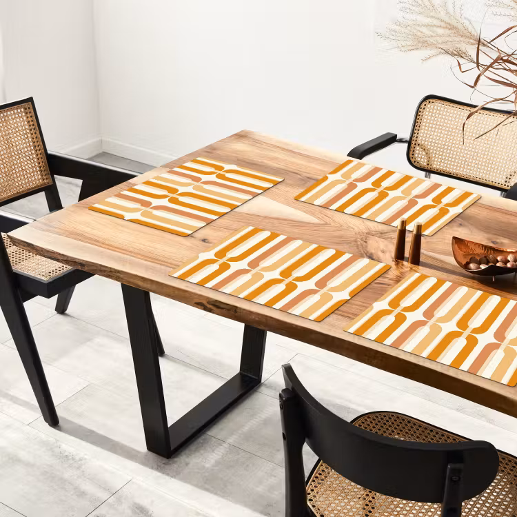 Placemat - 6 stuks - U-vorm - Retro - Oranje — 5