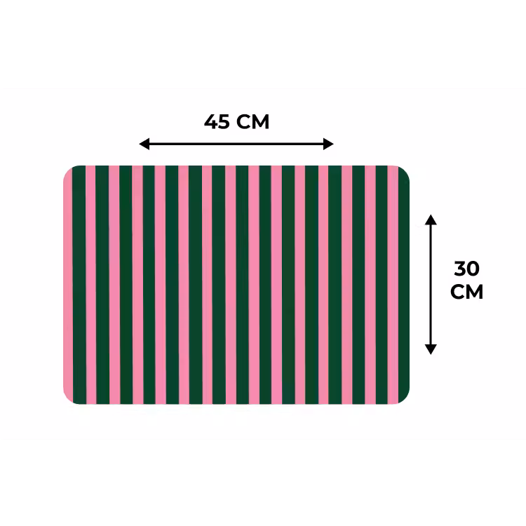 Placemat - 6 stuks - Verticale strepen - Groen - Roze — 3