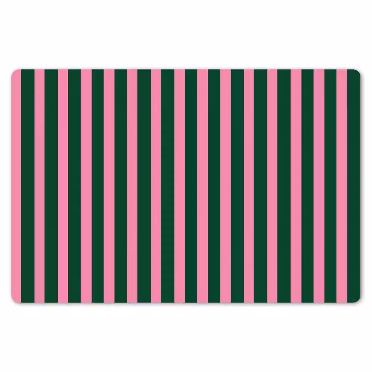 Placemat - 6 stuks - Verticale strepen - Groen - Roze — 7