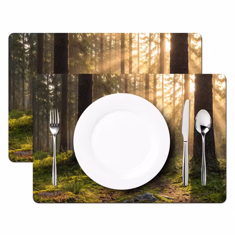 Placemat - 6 stuks - Bos - Zonlicht - Gras — 2