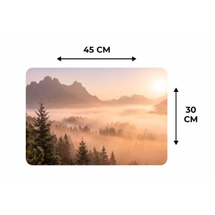 Placemat - 6 stuks - Zonlicht - Mist - Bergen - Bomen — 3