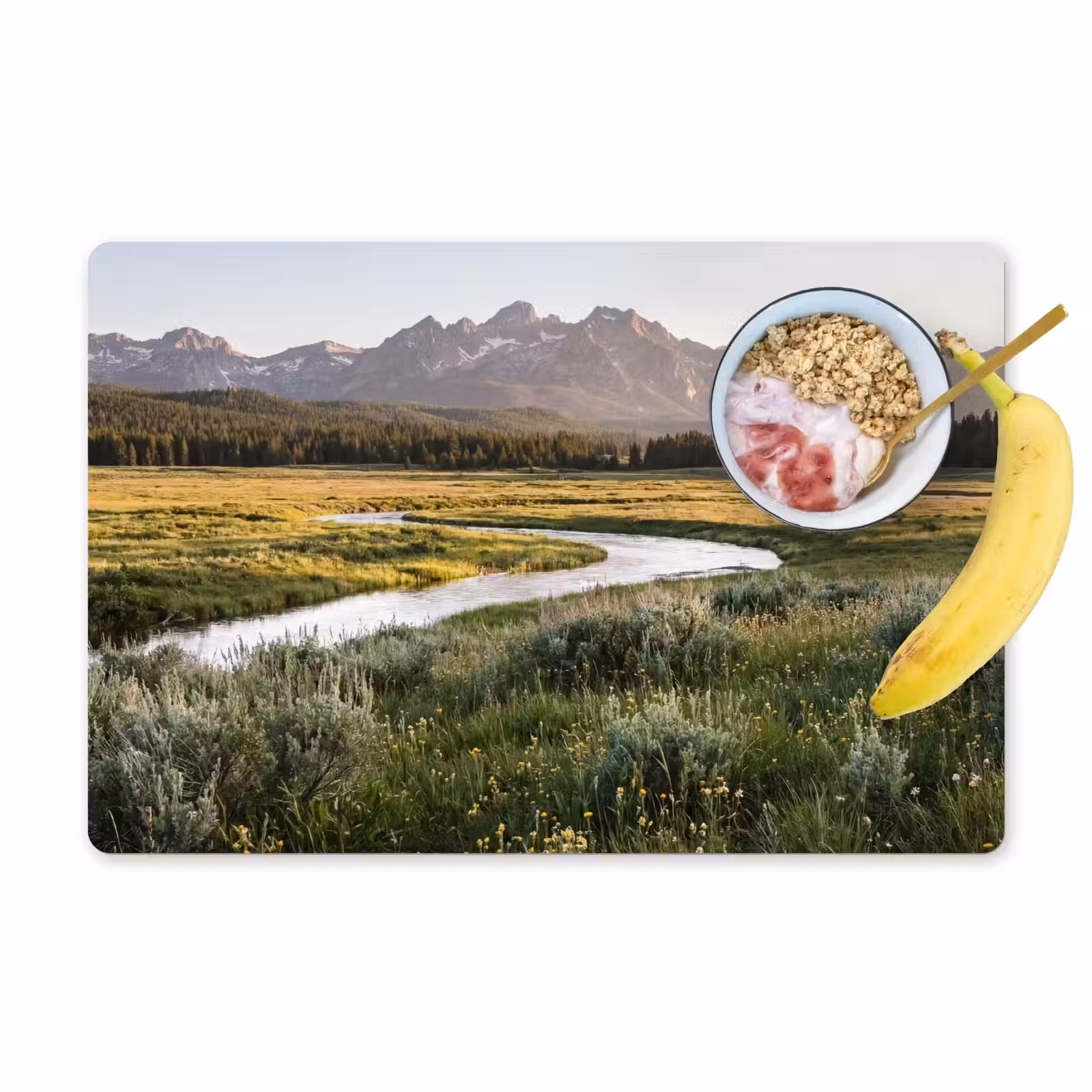Placemat - 6 stuks - Berglandschap - Rivier - Bos — 1