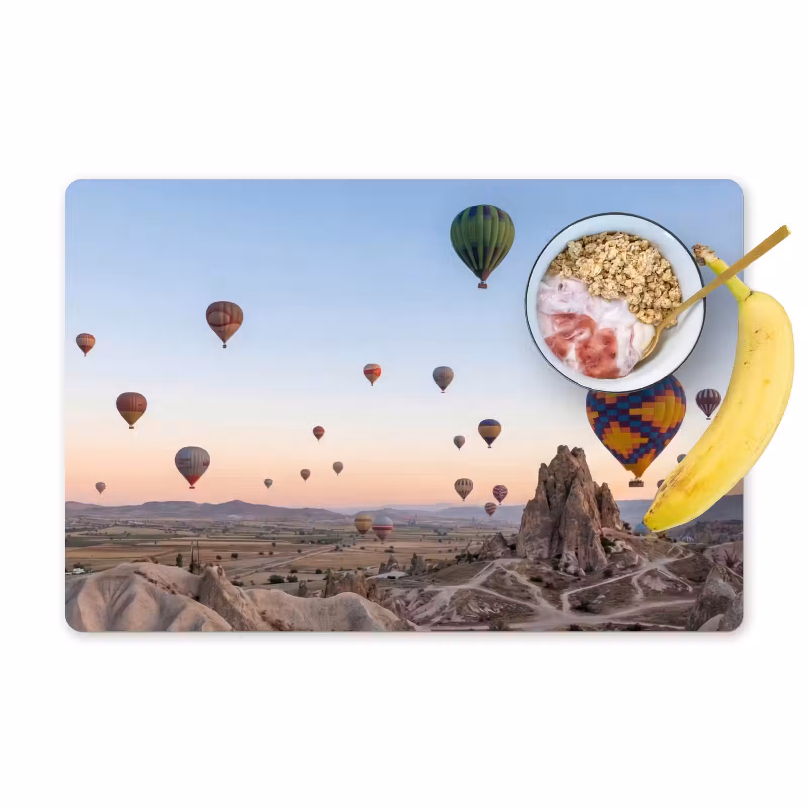 Placemat - 6 stuks - Luchtballonnen - Rotsen - Zonsopgang — 1