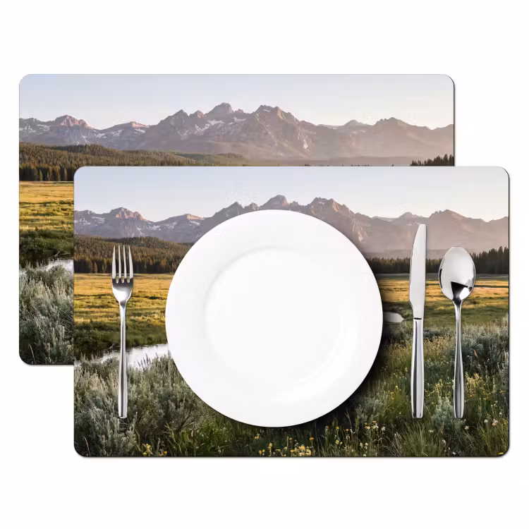 Placemat - 6 stuks - Berglandschap - Rivier - Bos — 2