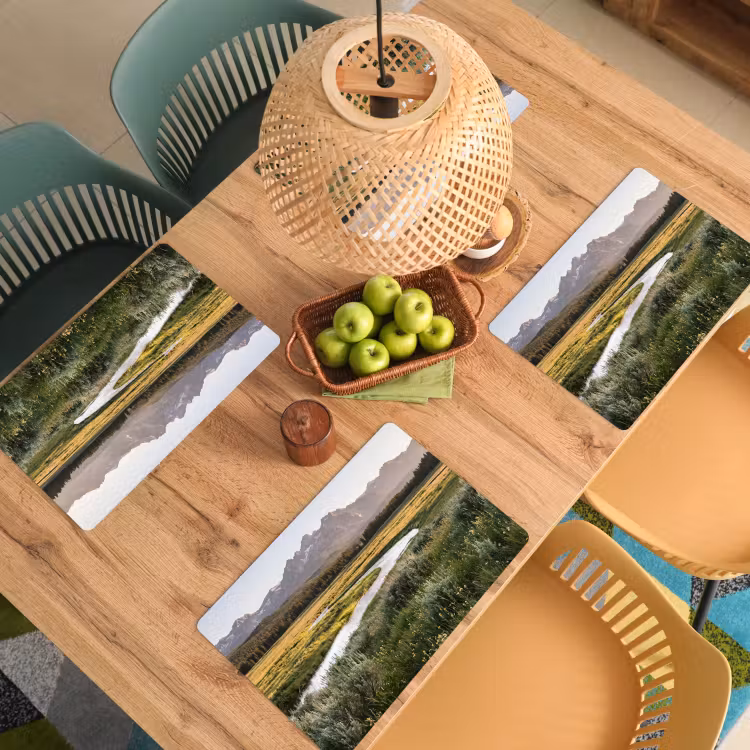 Placemat - 6 stuks - Berglandschap - Rivier - Bos — 6